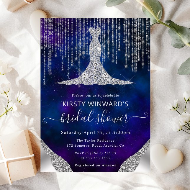 Diamond Dress & Bokeh String Lights Bridal Shower Invitation (Creator Uploaded)