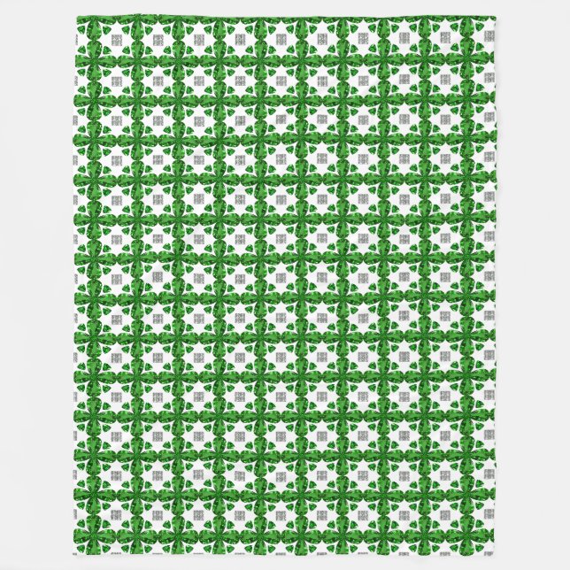 Diamond & Emerald Gemstone Art, Green Fleece Blanket (Front)
