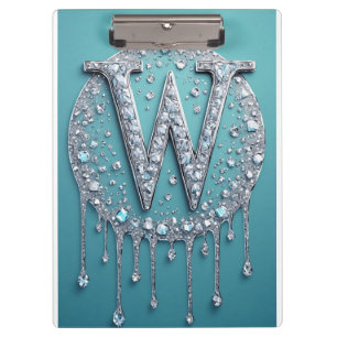 Diamond-Encrusted W Monogram Clipboard