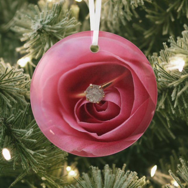 Diamond Engagement Ring  Glass Ornament (Insitu)