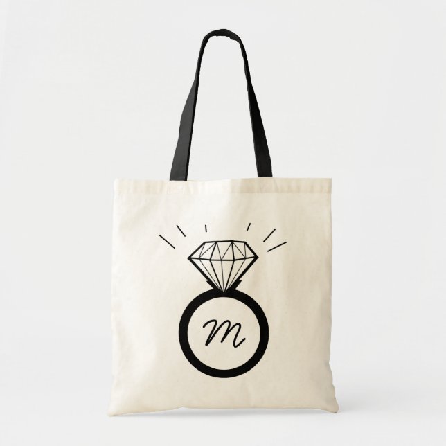 Diamond Engagement Ring monogram tote bag (Front)