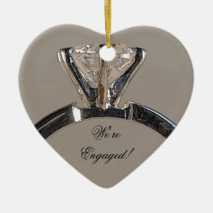 Diamond Engagement Ring on Grey Ceramic Ornament