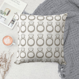 Diamond Engagement Ring Personalized Wedding Gift Throw Pillow
