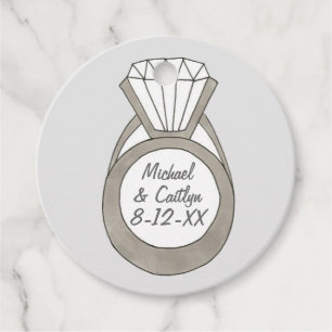 Diamond Engagement Ring Wedding Bridal Shower Favour Tags