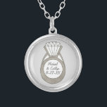 Diamond Engagement Ring Wedding Bridal Shower Silver Plated Necklace<br><div class="desc">Design features an original marker illustration of a diamond engagement ring. Simply personalize with your event information for a unique wedding,  engagement party,  or bridal shower favour!

Don't see what you're looking for? Need help with customization? Contact Rebecca to have something created just for you!</div>