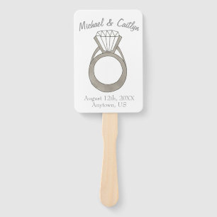 Diamond Engagement Ring Wedding Ceremony Program Hand Fan