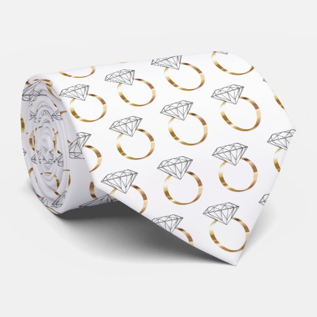Diamond Engagement Wedding Ring Gold Pattern Tie (Rolled)