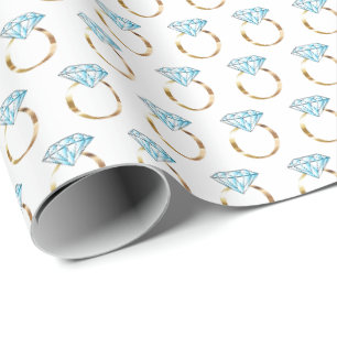 Diamond Engagement Wedding Ring Wrapping Paper