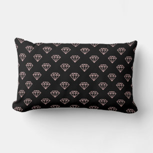 Diamond - Faded Pink on Black Lumbar Pillow