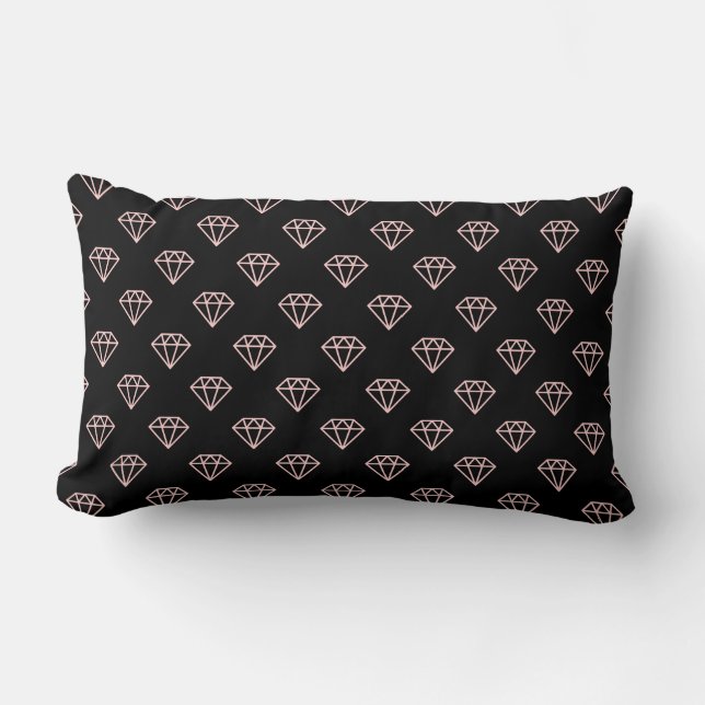 Diamond - Faded Pink on Black Lumbar Pillow (Front)