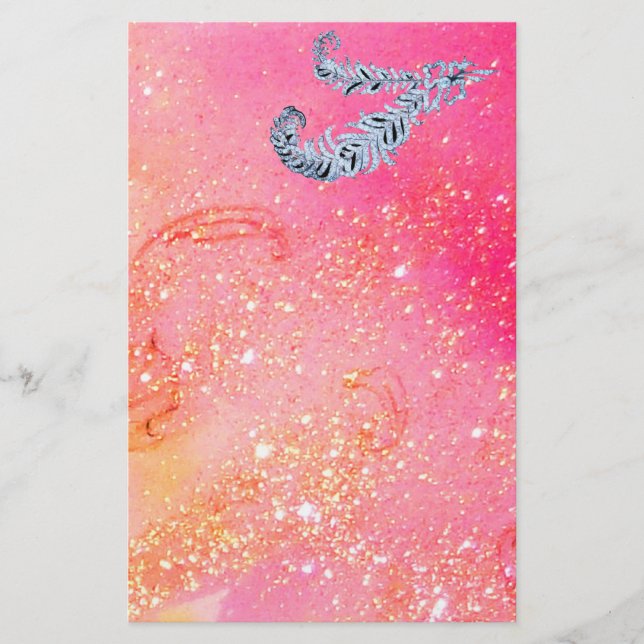 DIAMOND FEATHERS IN  MAGIC GOLD SPARKLES STATIONERY (Front)