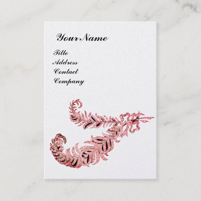 DIAMOND FEATHERS MONOGRAM ,pink ,silver, platinum Business Card (Front)