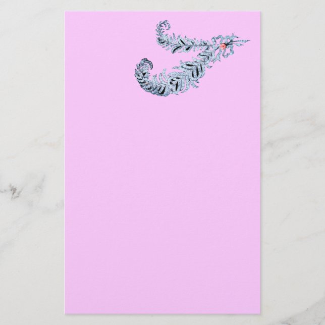 DIAMOND FEATHERS ,pink ,black and white Stationery (Front)