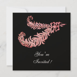 DIAMOND FEATHERS ,Pink Champagne Metallic Invitation