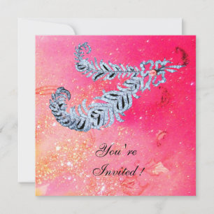 DIAMOND FEATHERS ,pink sparkles Invitation