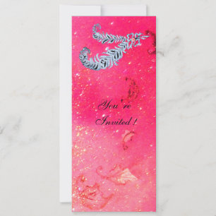 DIAMOND FEATHERS ,pink sparkles Invitation