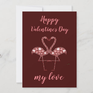 Diamond flamingo Happy valentine's day card