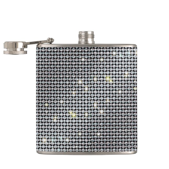 Diamond Flasks, brilliant Flask, white crystal Hip Flask (Opened)
