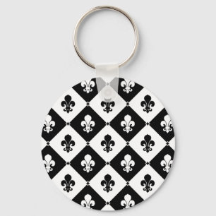 Diamond Fleur De Lis Pattern Keychain