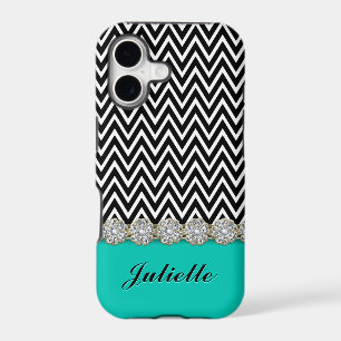 Diamond Flower Black White Chevron Pattern