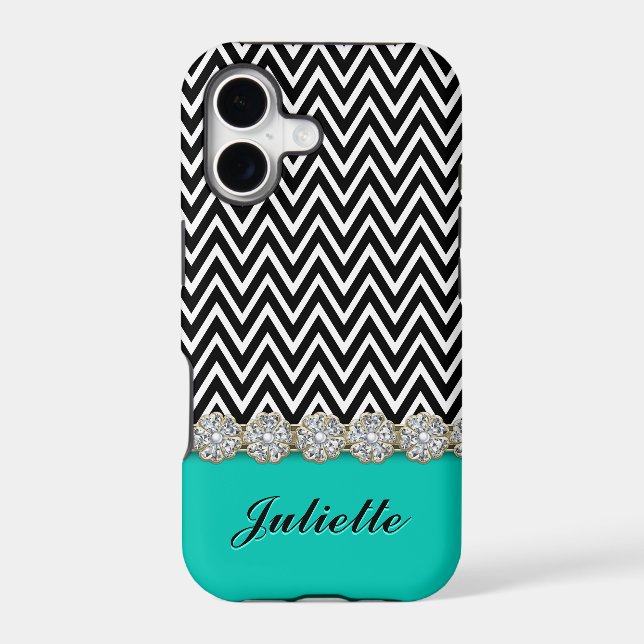 Diamond Flower Black White Chevron Pattern (Back)