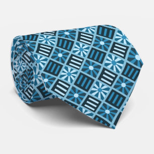 Diamond Flower Geometric Teal Single-sided Tie
