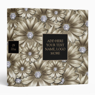 Diamond Flowers Personalized Binder Your Text Info