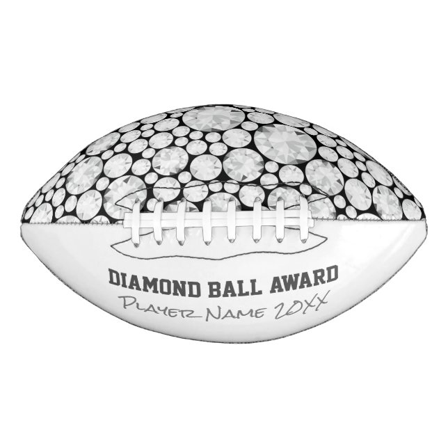 Diamond Football Award Name Year Sports Bling Gems (Front)