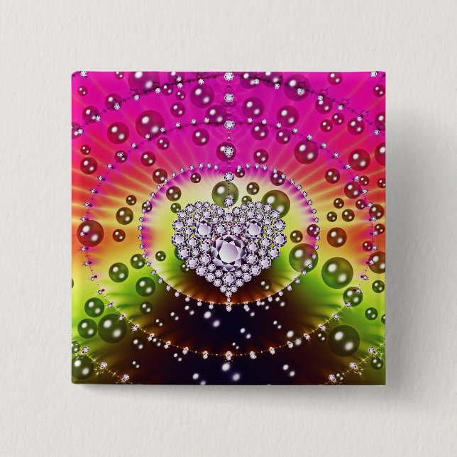 Diamond Fractal 2 Inch Square Button (Front)
