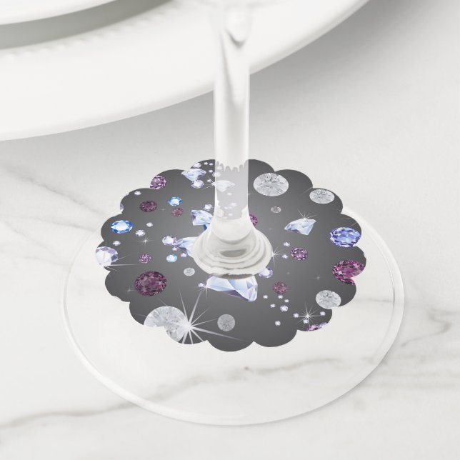 Diamond Galaxy 5 Wine Glass Tag (Close Up)
