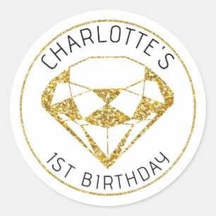 Diamond Gem Birthday  Classic Round Sticker