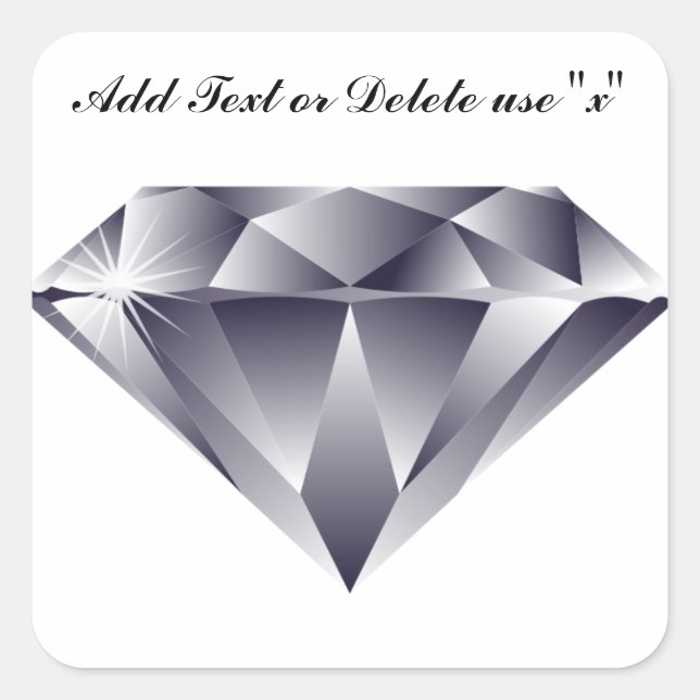 Diamond Gem Gemstone Design Optional Custom Words Square Sticker (Front)