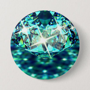 Diamond gem stone sparkly elegant 3 inch round button