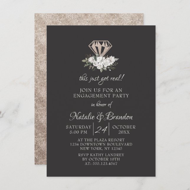 Diamond Gem This Just Got Real Engagement Party Invitation (Front/Back)