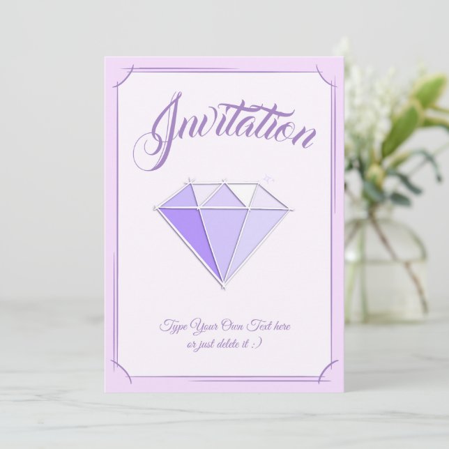 Diamond Gemstone. Jewellery. 60 Wedding Anniversar Invitation (Standing Front)