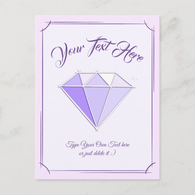 Diamond Gemstone. Jewellery. 60 Wedding Anniversar Postcard (Front)