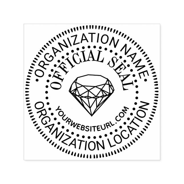 Diamond Generic Custom Official Seal Name Loc URL Self-inking Stamp (Design)