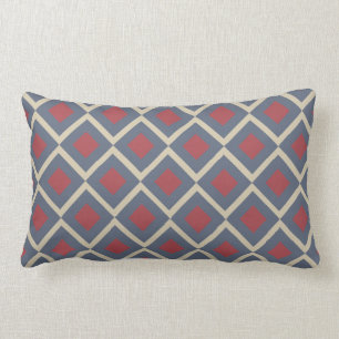 Diamond Geometric Blue Red Rectangle Throw Pillow