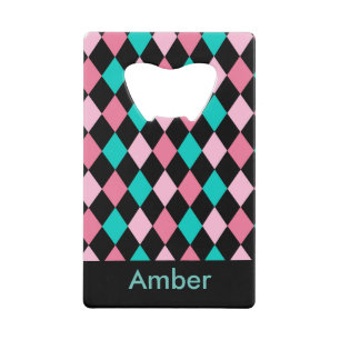 Diamond geometric design credit card bottle opener