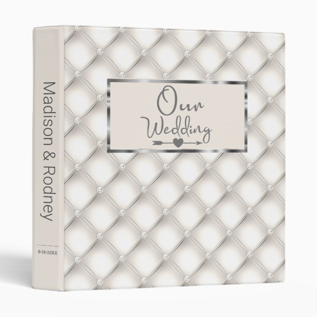 Diamond Geometric Elegant Silver Wedding Binder (Front/Spine)