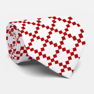 Diamond Geometric Red & White Tie