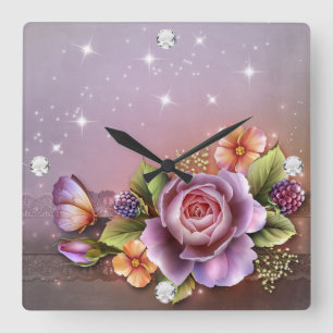 Diamond Girl Square Wall Clock