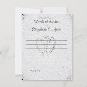 Diamond Glitter   Bridal Shower Advice Card