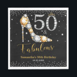 Diamond Glitter Fifty and Fabulous 50th Birthday Napkin<br><div class="desc">Personalize this modern chic Fifty and Fabulous 50th birthday party napkins with your own wording and party details easily and quickly,  simply press the customize it button to further re-arrange and format the style and placement of the text.   Matching items available in store!  (c) The Happy Cat Studio</div>
