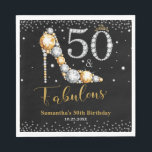 Diamond Glitter Fifty and Fabulous 50th Birthday Napkin<br><div class="desc">Personalize this modern chic Fifty and Fabulous 50th birthday party napkins with your own wording and party details easily and quickly,  simply press the customize it button to further re-arrange and format the style and placement of the text.   Matching items available in store!  (c) The Happy Cat Studio</div>