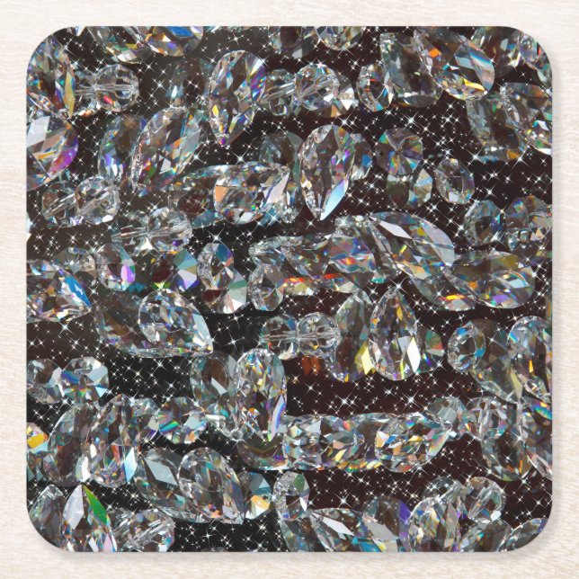 Diamond Glitter Sparkle Elegant  Square Paper Coaster (Front)
