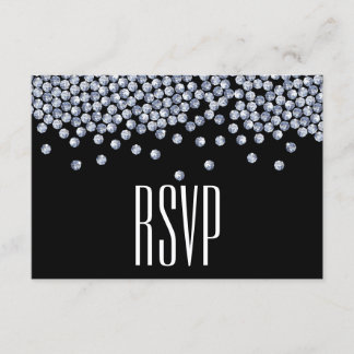 Diamond Glitter Typography Wedding RSVP Card