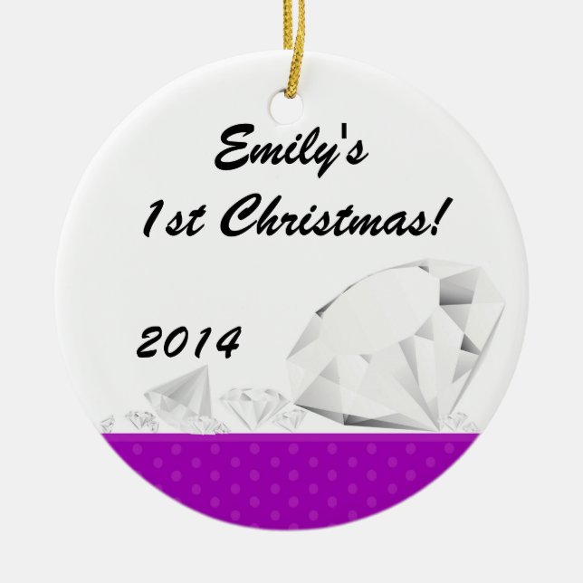 Diamond Glitz Glam Glam Personalized Name Ornament (Front)