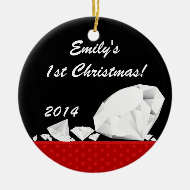 Diamond Glitz Glam Glam Personalized Name Ornament (Front)