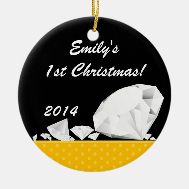 Diamond Glitz Glam Glam Personalized Name Ornament (Front)